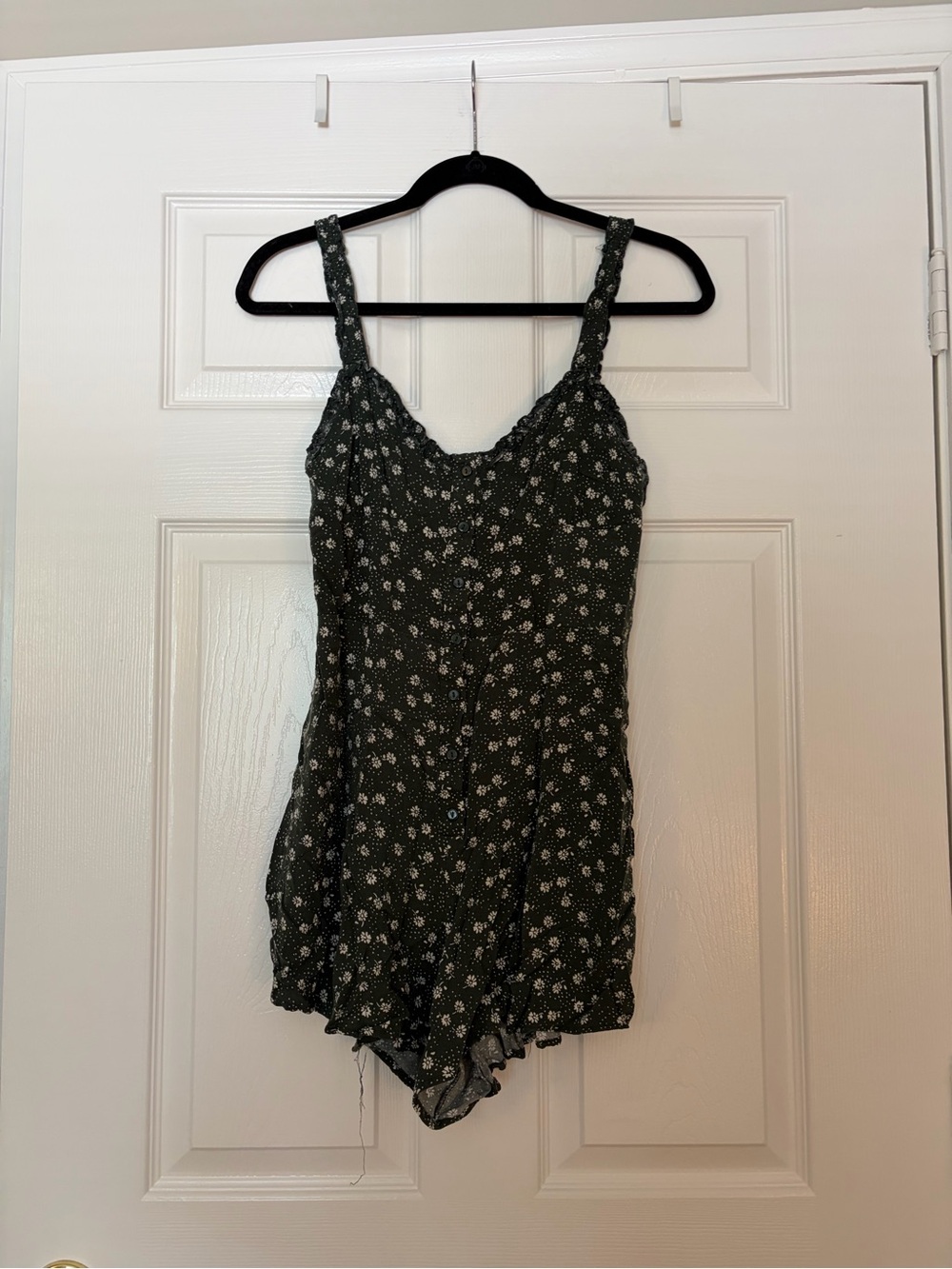 Urban Outfitters Green Floral Dress with White Ditsy Print